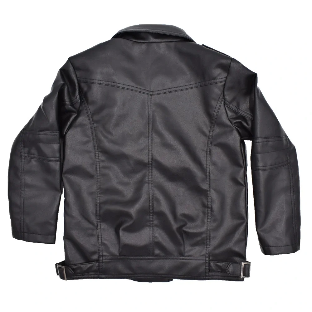 YoungSoul Kids Motorcycle Jacket Black Faux Leather Biker Coat Youth 130cm US 8